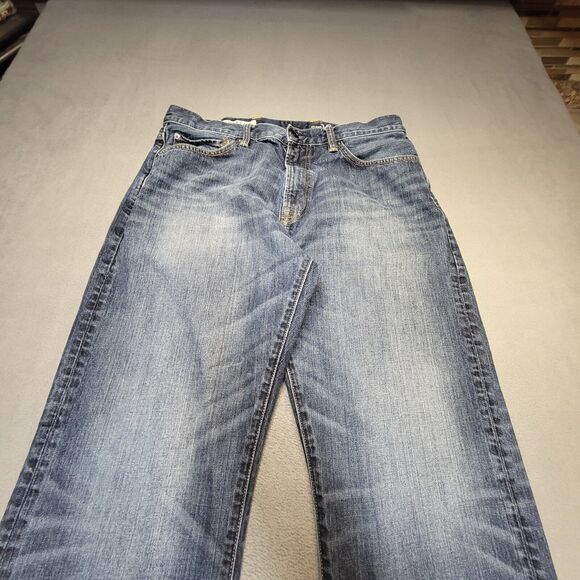 Gap 1969 Jeans Mens 35x30 Blue Relaxed Straight Leg Distressed Denim - Picture 2 of 10
